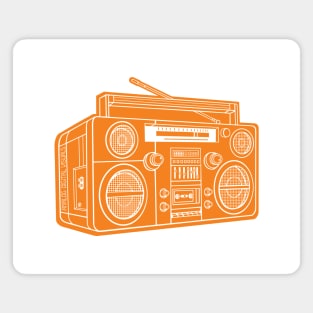 Boombox (White Lines + Princeton Orange Drop Shadow) Analog / Music Magnet